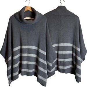 Banana Republic Wool Cowl Neck Striped Sweater Poncho Women's Small Gray NWOT